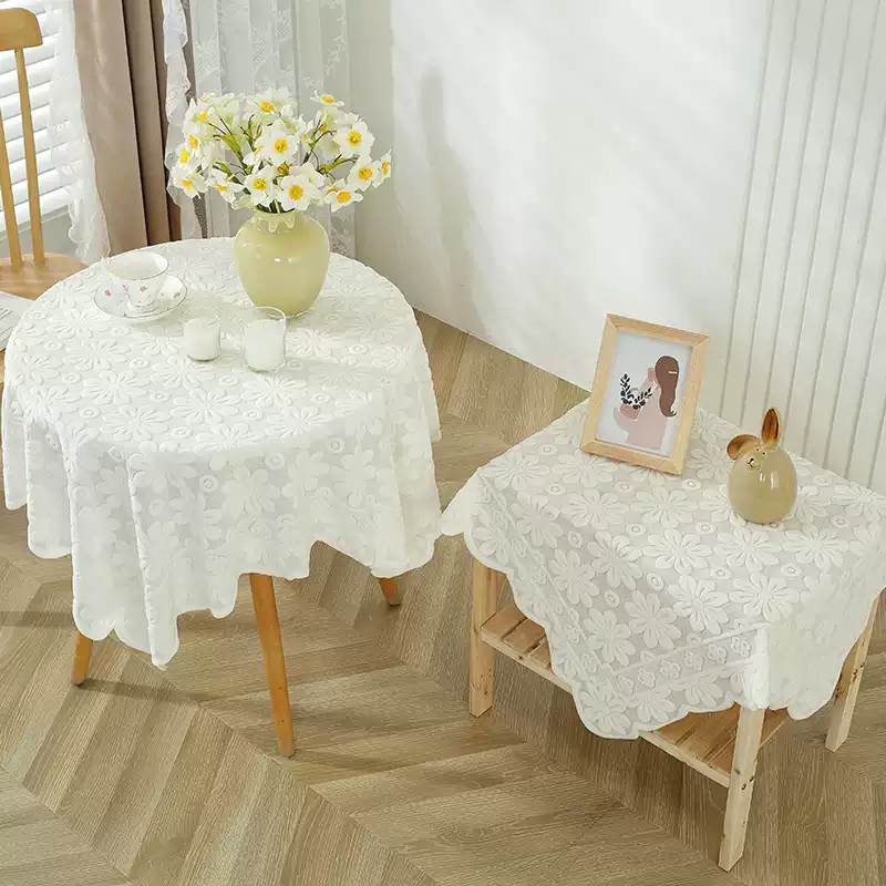White daisy lace tablecloth for table linen category