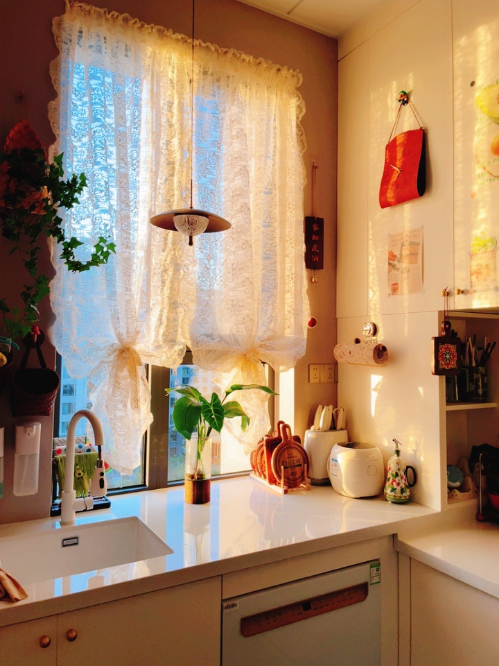 Korean Garden Embroidered Lace Curtain