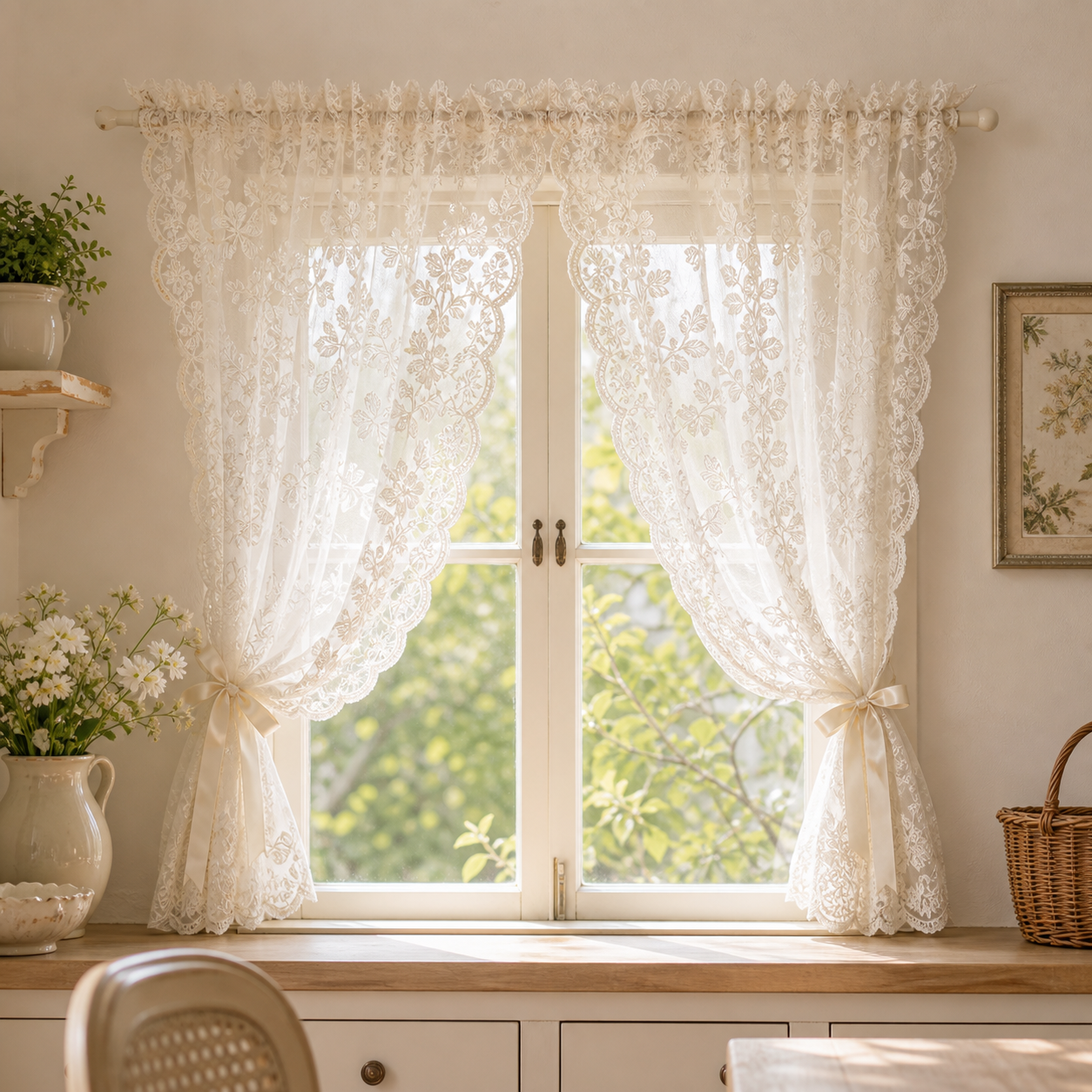 Royal Rose Lace Cafe Curtain