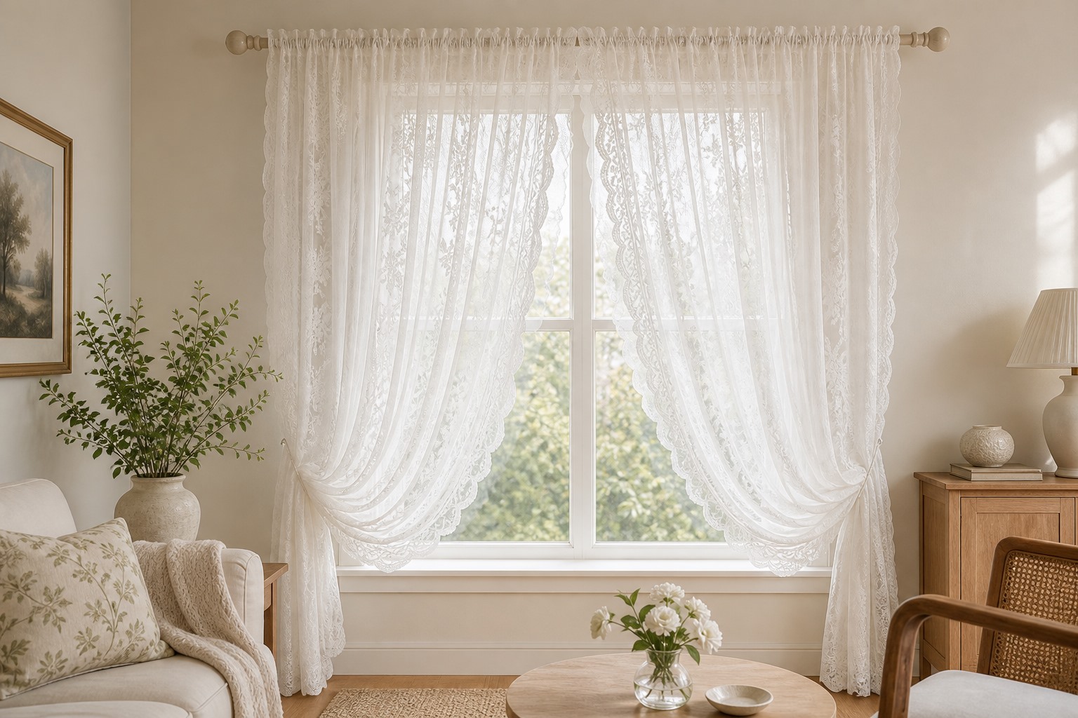 French White Lace Sheer Curtain related product