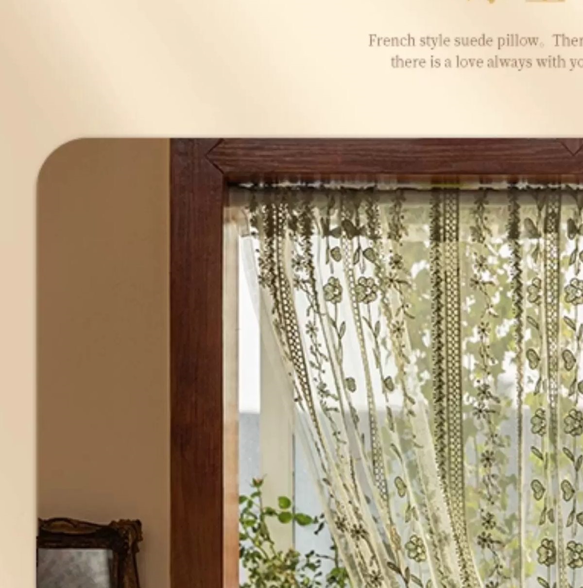 Green Embroidered Sheer Door Curtain curtain hanging style demonstration thumbnail