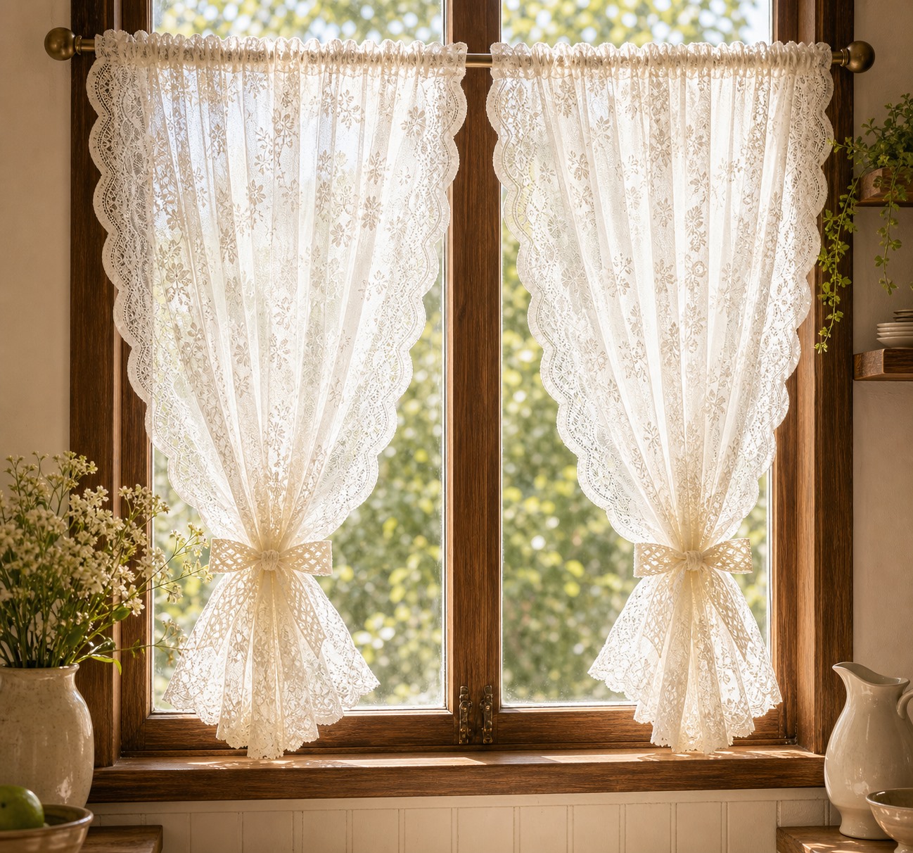 Royal Rose Lace Cafe Curtain light filtering sheer curtain transparency thumbnail